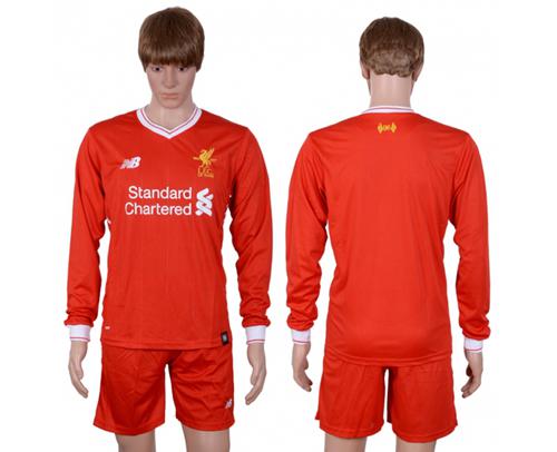 Liverpool Blank Home Long Sleeves Soccer Club Jersey - Click Image to Close